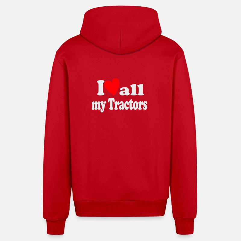 J’aime tous mes tracteurs - Veste à capuche bio décontractée fabriquée en UE - rouge