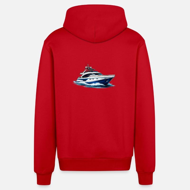 Yacht de luxe dans un tourbillon - Veste à capuche bio décontractée fabriquée en UE - rouge