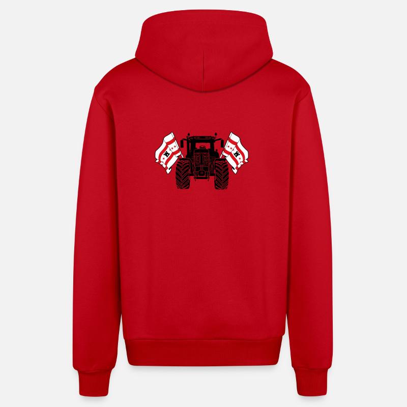 Drenthe_Tractor_Pride - Organic Relaxed Hooded Jacket Made in EU - red