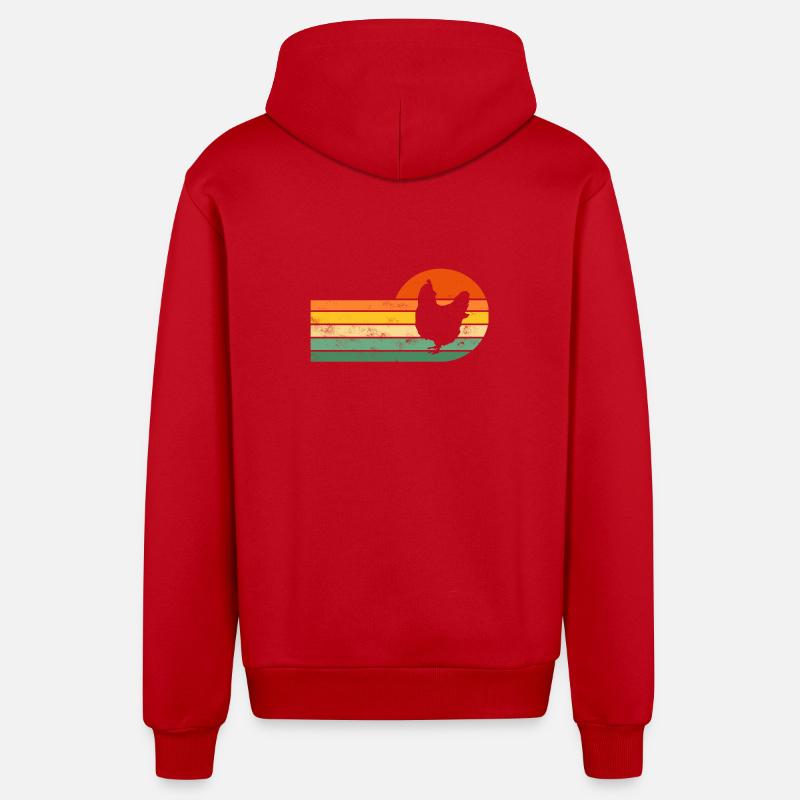 Poulet poules - Veste à capuche bio décontractée fabriquée en UE - rouge