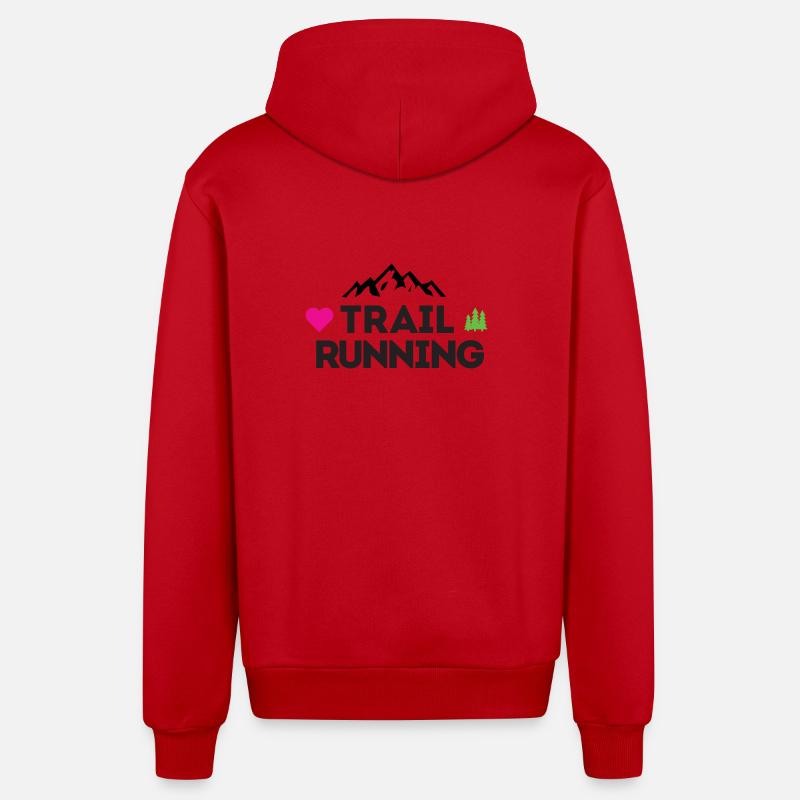 J’adore le trail running - Veste à capuche bio décontractée fabriquée en UE - rouge