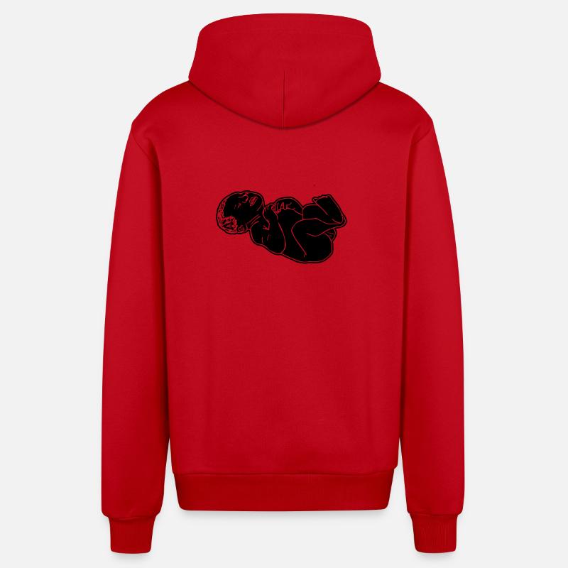 Illustration d’ombre de bébé nouveau-né - Veste à capuche bio décontractée fabriquée en UE - rouge