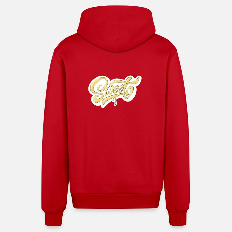 Sweet Script Typography Design - Organic Relaxed Hooded Jacket Made in EU - red