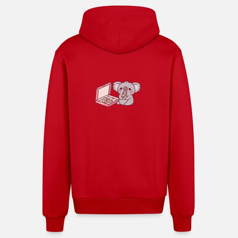 Mignon Koala Ours Mangeant Pizza - Veste à capuche bio décontractée fabriquée en UE - rouge