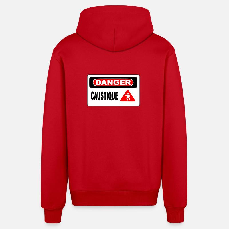 Panneau Danger Caustique - Veste à capuche bio décontractée fabriquée en UE - rouge