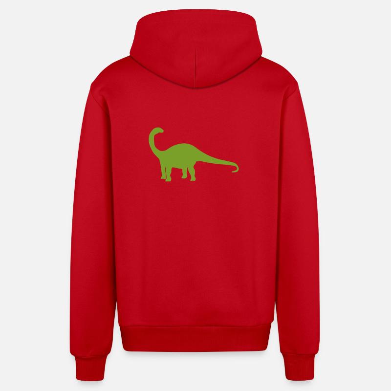 Silhouette de dinosaure vert - Veste à capuche bio décontractée fabriquée en UE - rouge
