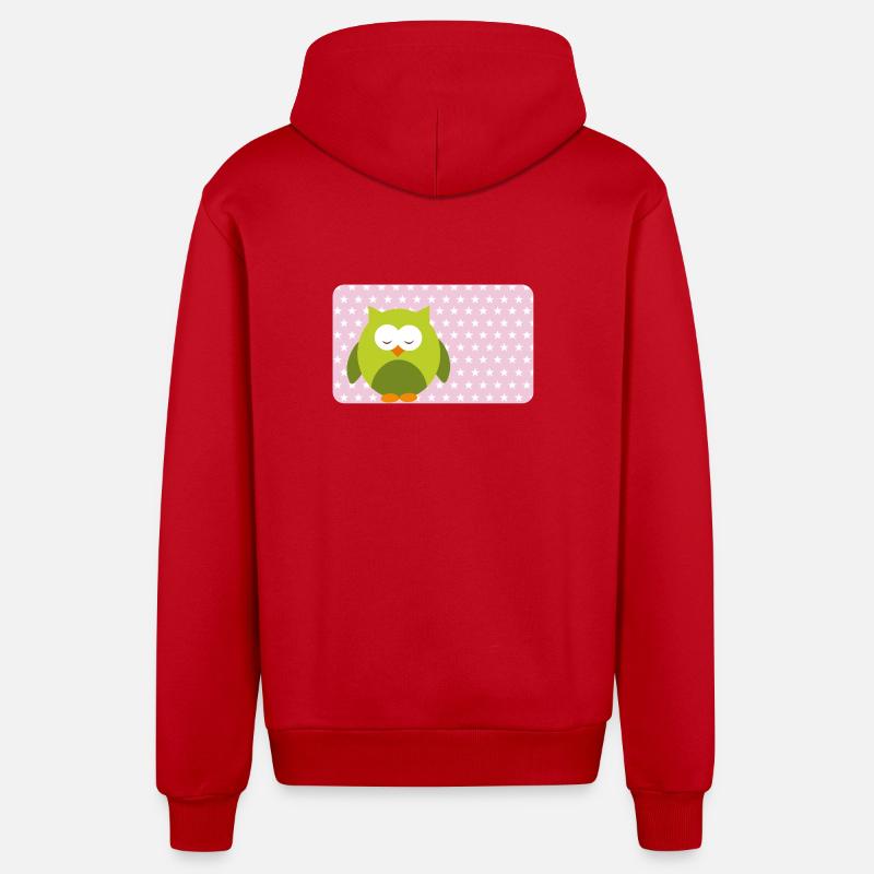 Lustige Eule mit Sternchen rosa | personalisierbar - Organic Relaxed Kapuzenjacke Made in EU - Rot