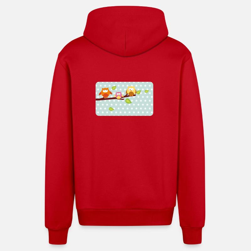 Petits hiboux avec astérisque menthe | Personnalisable - Veste à capuche bio décontractée fabriquée en UE - rouge