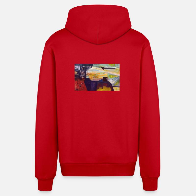 Paysage urbain abstrait - Veste à capuche bio décontractée fabriquée en UE - rouge