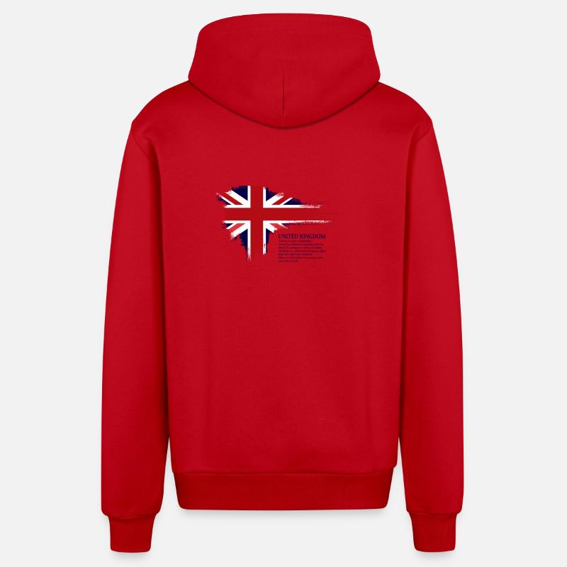 Brushstroke Union Jack Flag - Organic Relaxed Hooded Jacket Made in EU - red