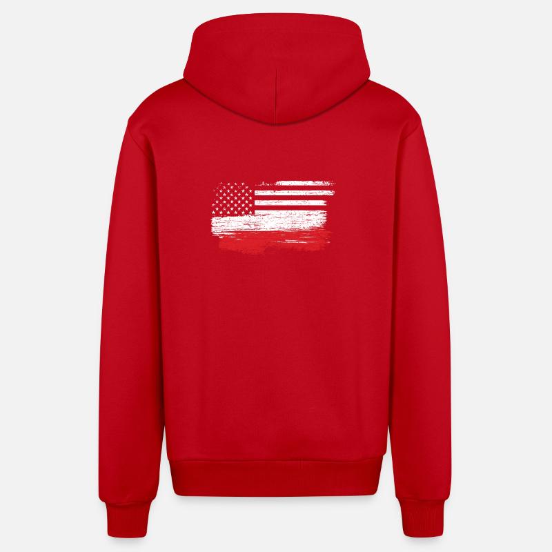 Drapeau américain brossé Art - Veste à capuche bio décontractée fabriquée en UE - rouge