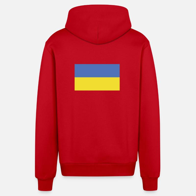 Drapeau de l’Ukraine - Veste à capuche bio décontractée fabriquée en UE - rouge