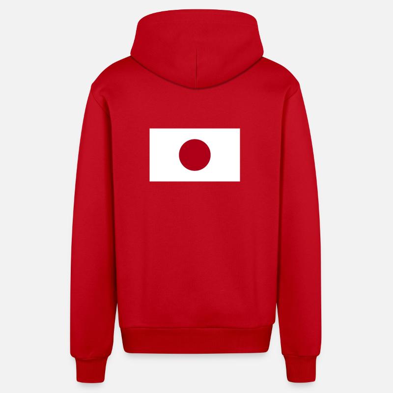 Drapeau national du Japon - Veste à capuche bio décontractée fabriquée en UE - rouge