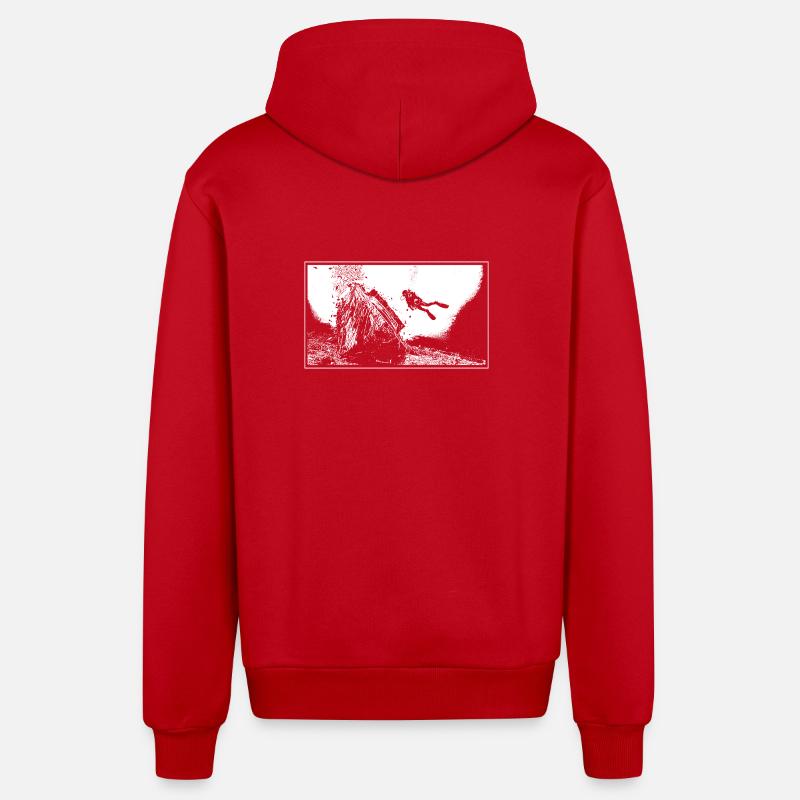 L'épave - Veste à capuche bio décontractée fabriquée en UE - rouge