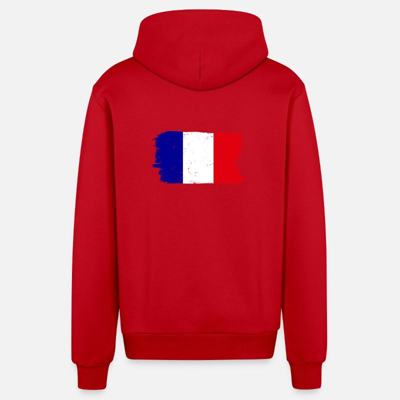 Bleu Blanc Rouge Pinceau Drapeau - Veste à capuche bio décontractée fabriquée en UE - rouge