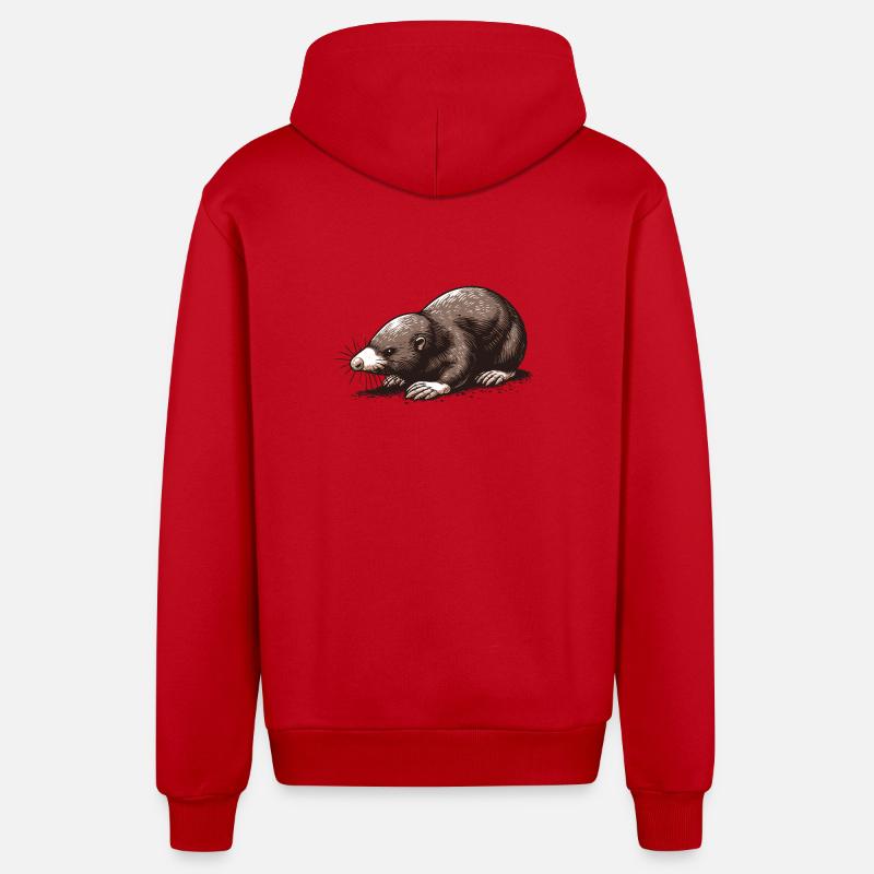 Taupe - Veste à capuche bio décontractée fabriquée en UE - rouge