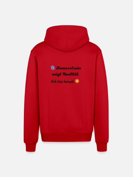 Bewusstsein_zeigt_Realitaet - Organic Relaxed Hooded Jacket Made in EU - red