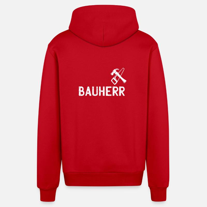 Emblème d’outil DIY pour constructeur - Veste à capuche bio décontractée fabriquée en UE - rouge