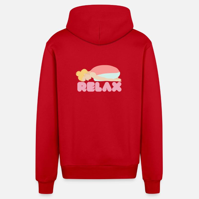 Pastel Sleep Relax Illustration - Veste à capuche bio décontractée fabriquée en UE - rouge