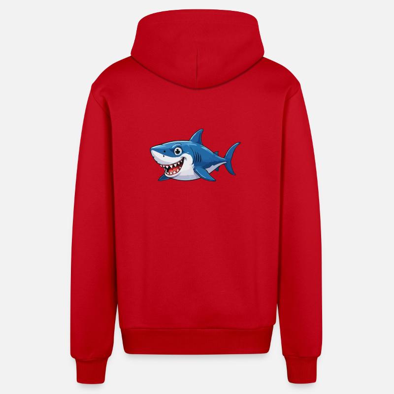 Shark Comic - Veste à capuche bio décontractée fabriquée en UE - rouge