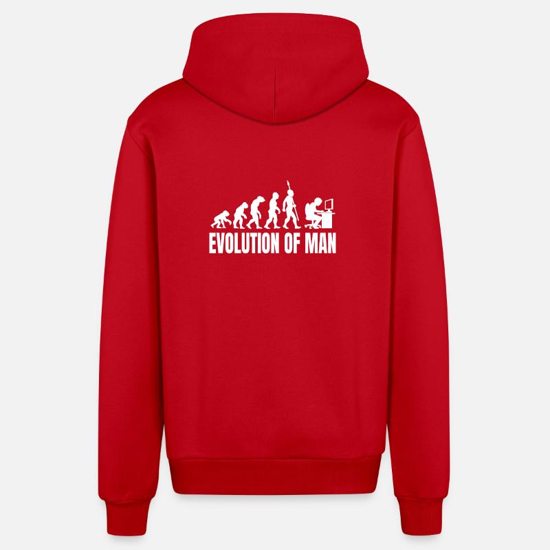 Programmierer Computerfreak Evolution Retro - Organic Relaxed Kapuzenjacke Made in EU - Rot