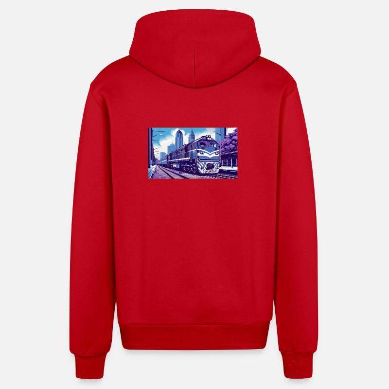 Train 2 1 - Veste à capuche bio décontractée fabriquée en UE - rouge