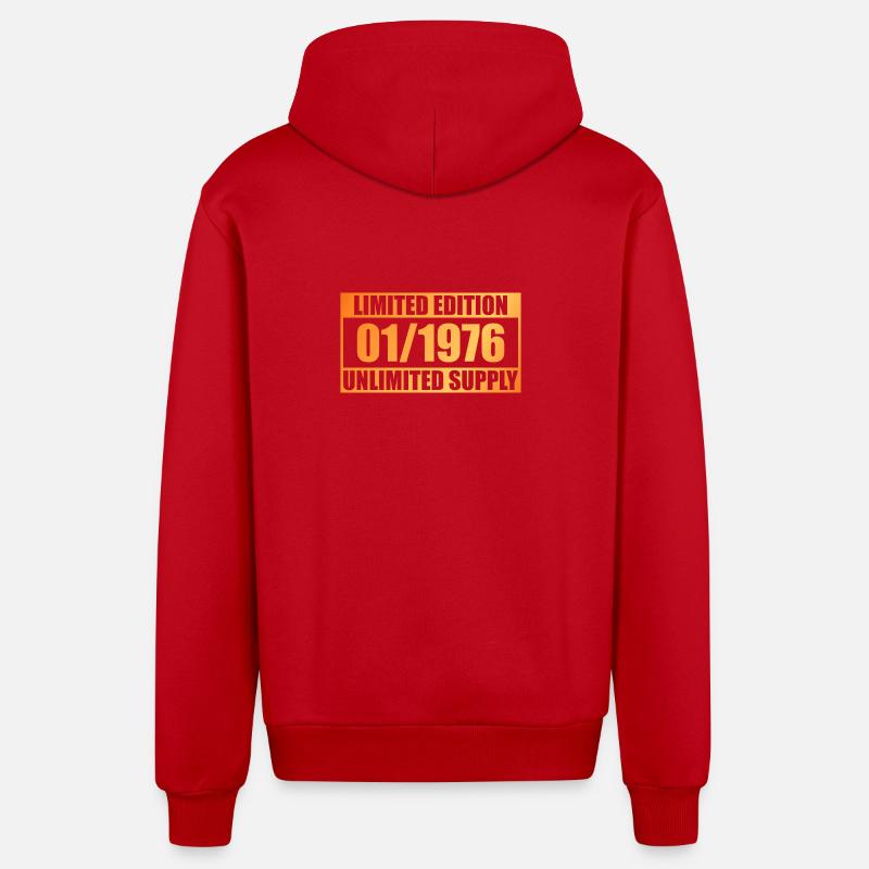 50e anniversaire édition limitée - ꝏ Approvisionnement 01/1976 - Veste à capuche bio décontractée fabriquée en UE - rouge