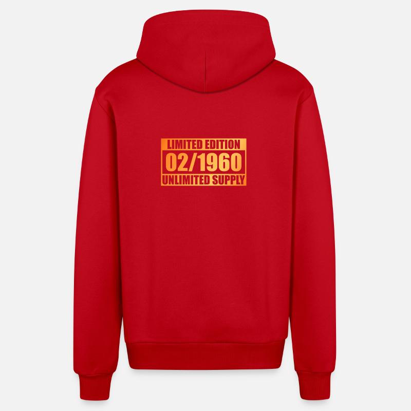 66e anniversaire Édition Limitée - ꝏ Approvisionnement 02/1960 - Veste à capuche bio décontractée fabriquée en UE - rouge