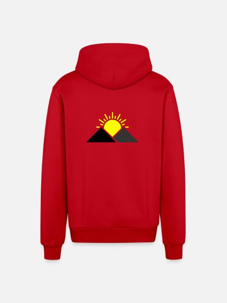 Sun Mountains Landscape - Organic Relaxed Hooded Jacket Made in EU - red