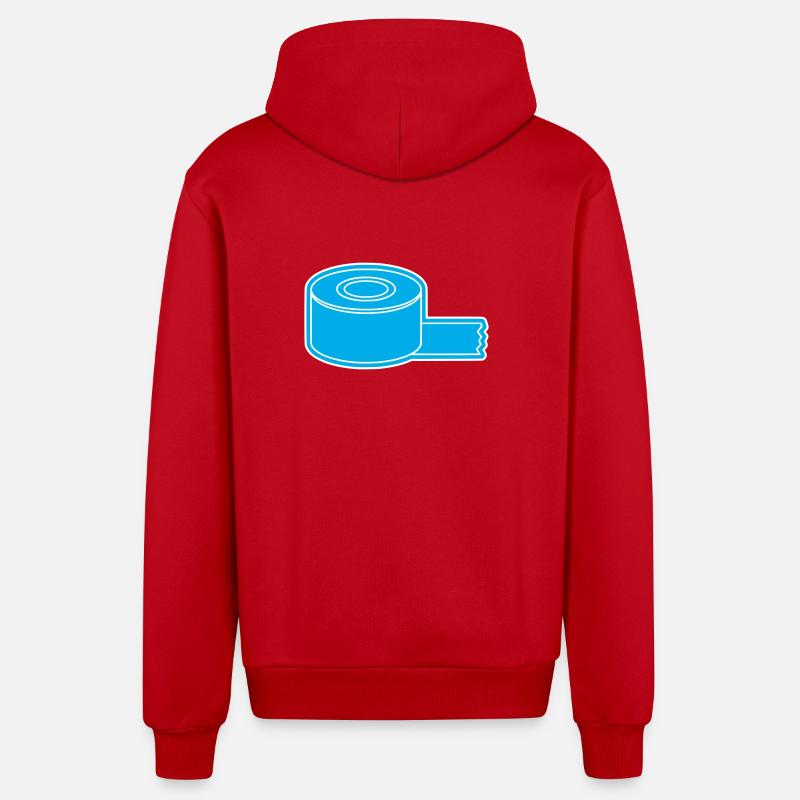 Contour du rouleau de ruban adhésif - Veste à capuche bio décontractée fabriquée en UE - rouge