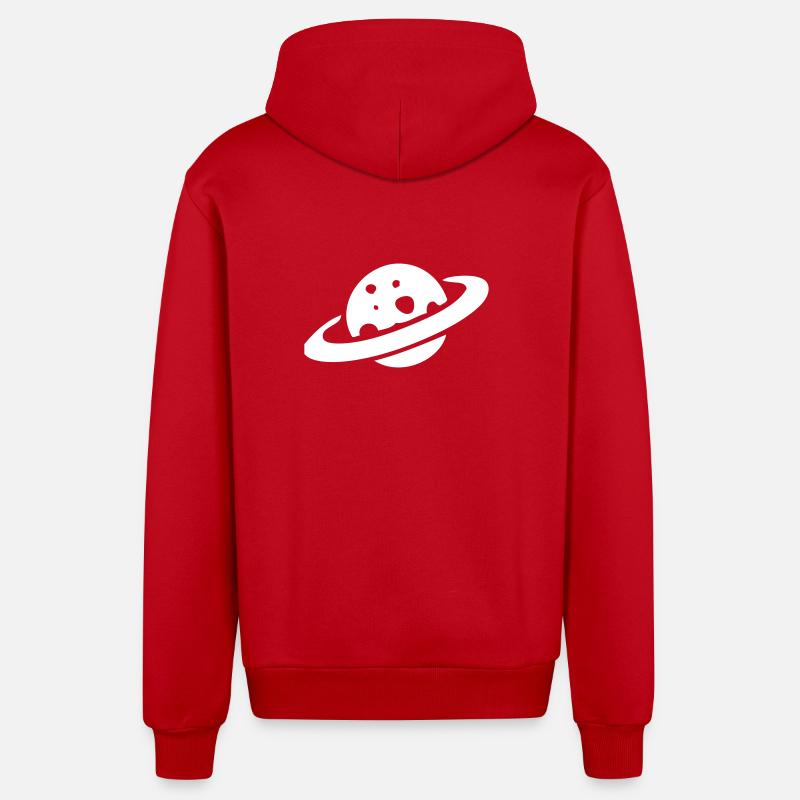Fromage planète Saturne - Veste à capuche bio décontractée fabriquée en UE - rouge