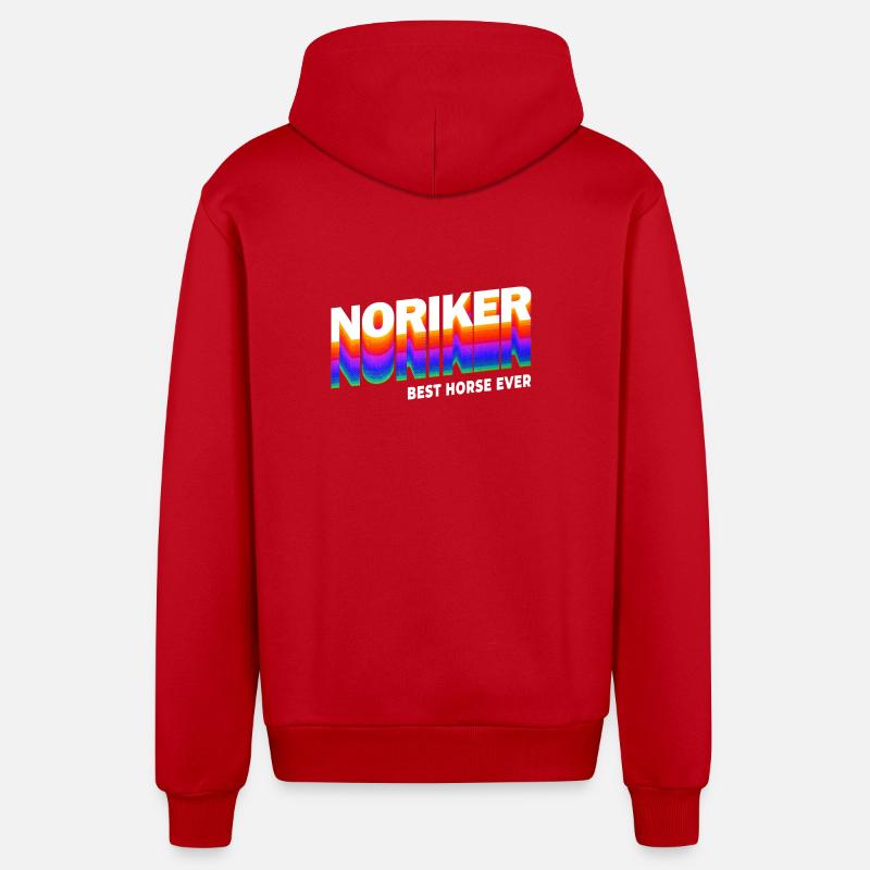Noriker Pferde Design / Geschenkidee - Organic Relaxed Kapuzenjacke Made in EU - Rot