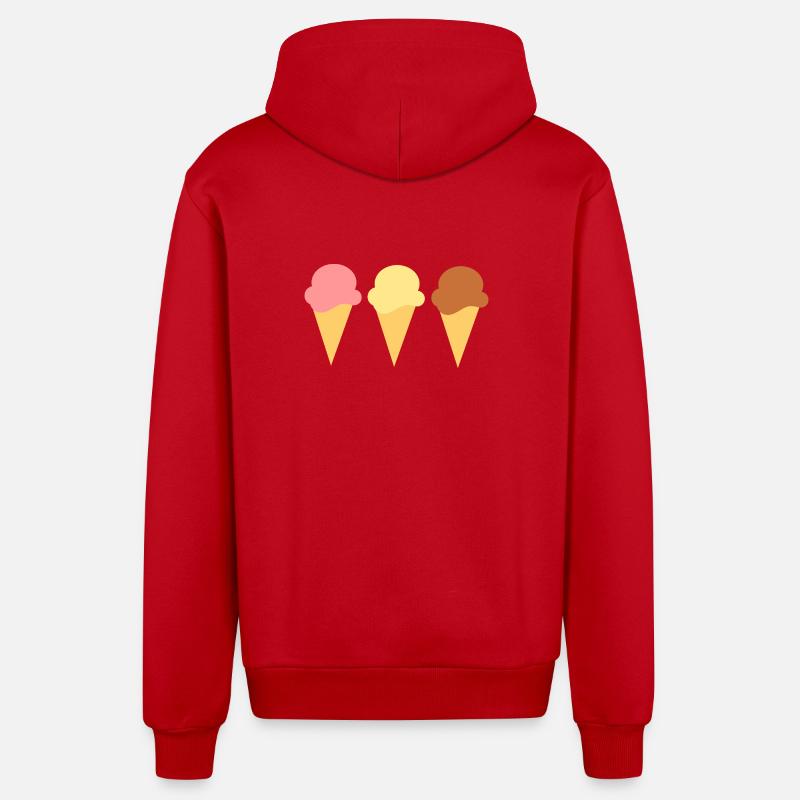 Eis Eiscreme Erdbeereis Vanilleeis Schokoeis - Organic Relaxed Kapuzenjacke Made in EU - Rot