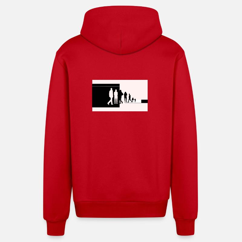 Silhouettes in transition - Organic Relaxed Hooded Jacket Made in EU - red