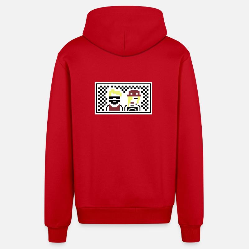 PETSCII : le groupe - Veste à capuche bio décontractée fabriquée en UE - rouge