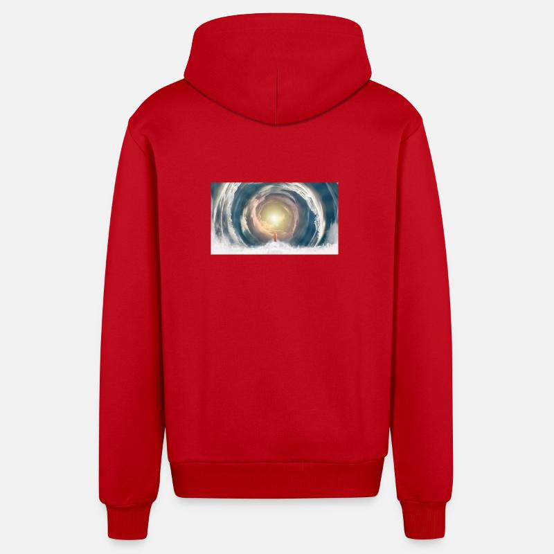 Faisceau de lumière céleste - Veste à capuche bio décontractée fabriquée en UE - rouge