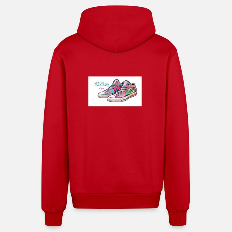 Bunte Sneakers mit Comic-Design - Organic Relaxed Kapuzenjacke Made in EU - Rot