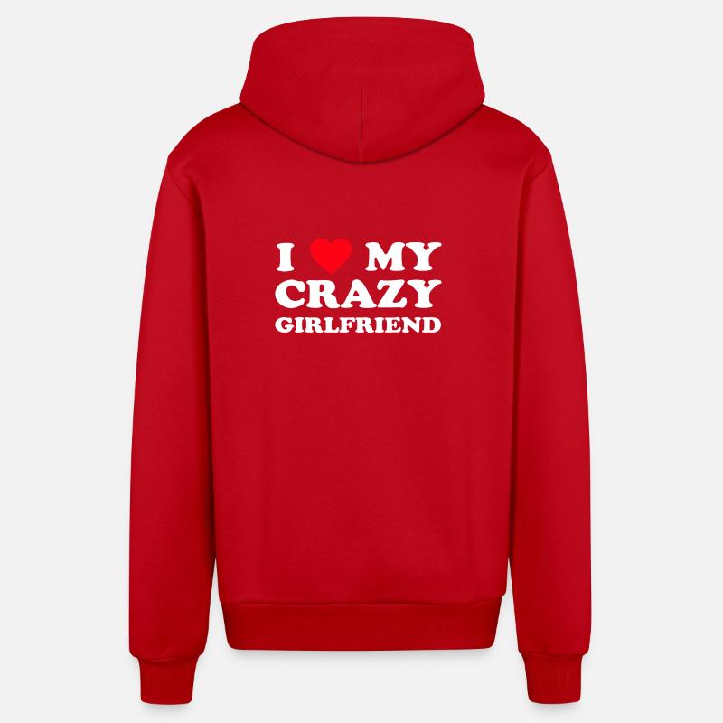 J’aime ma copine folle - Veste à capuche bio décontractée fabriquée en UE - rouge