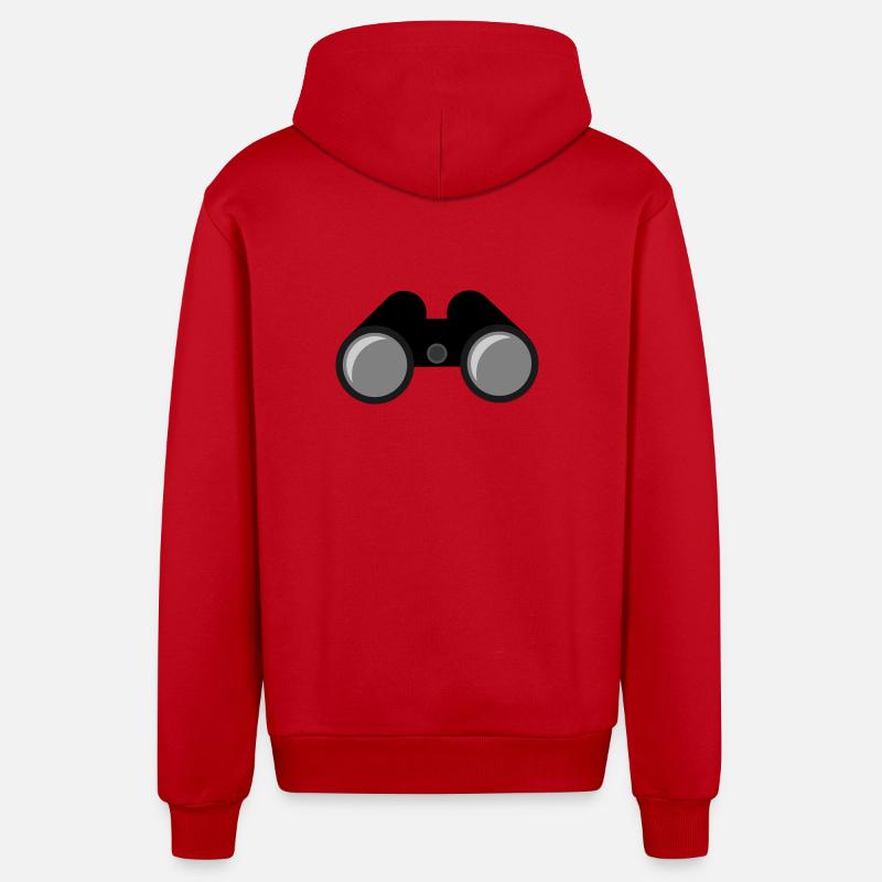Binoculars - Organic Relaxed Hooded Jacket Made in EU - red