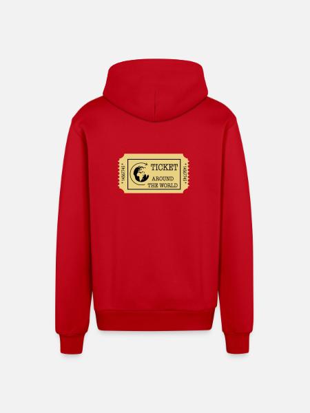 Around the World Ticket - Organic Relaxed Hooded Jacket Made in EU - red
