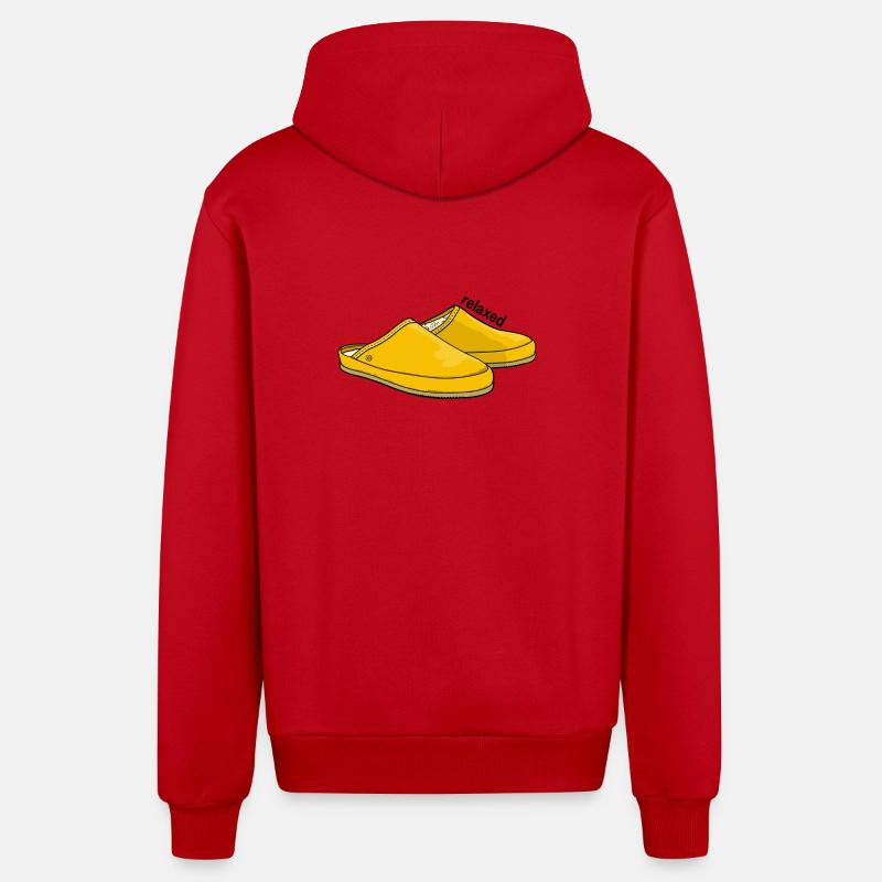 Jaune détendu - Veste à capuche bio décontractée fabriquée en UE - rouge