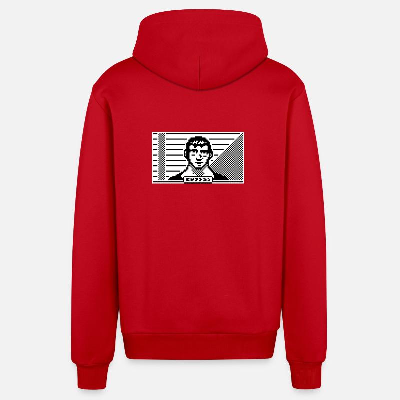 Portrait 8 bits - Veste à capuche bio décontractée fabriquée en UE - rouge