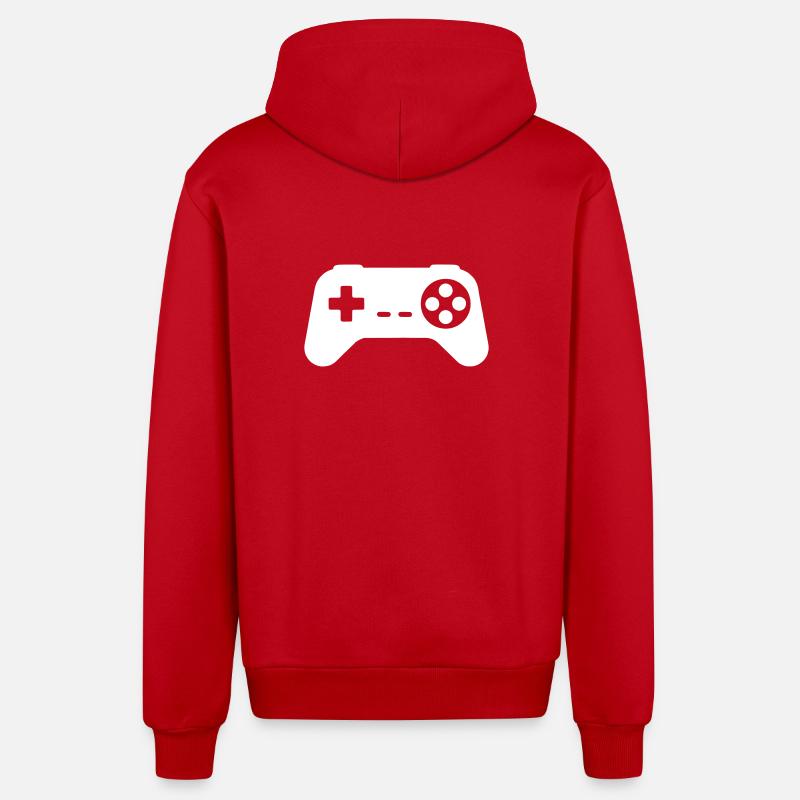 Silhouette rétro de manette - Veste à capuche bio décontractée fabriquée en UE - rouge