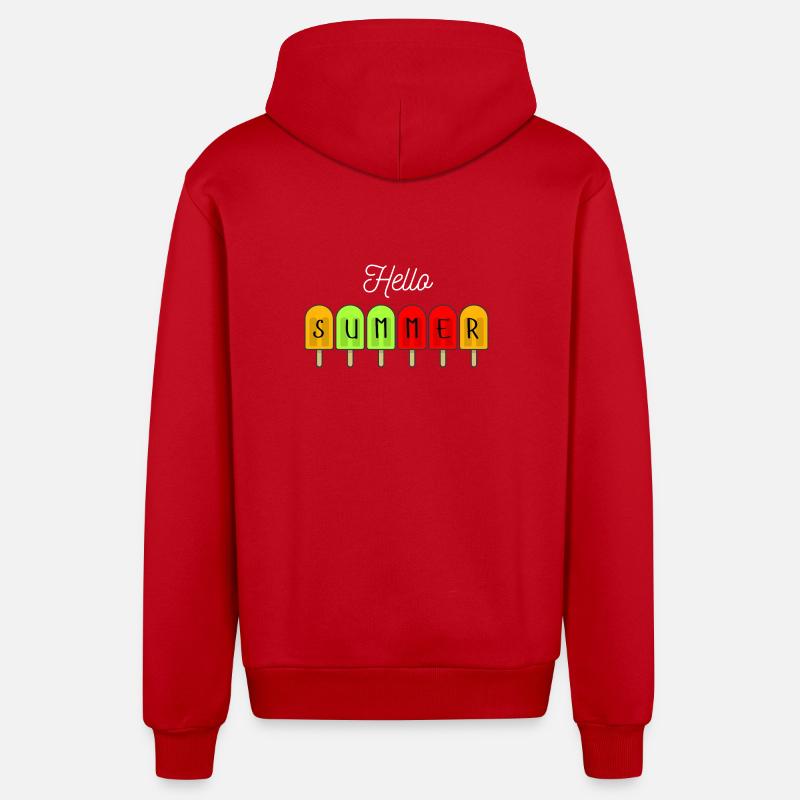 Hello Summer Popsicles - Veste à capuche bio décontractée fabriquée en UE - rouge