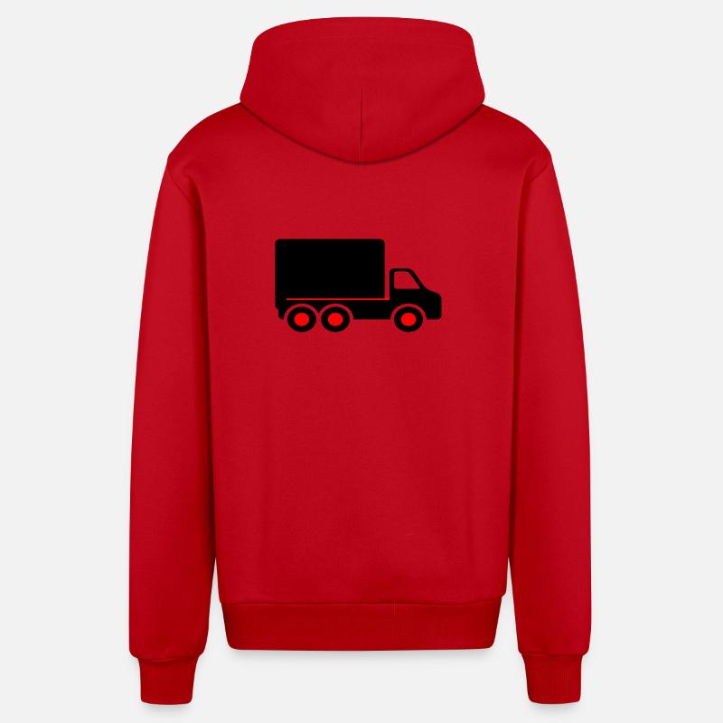 camion - Veste à capuche bio décontractée fabriquée en UE - rouge