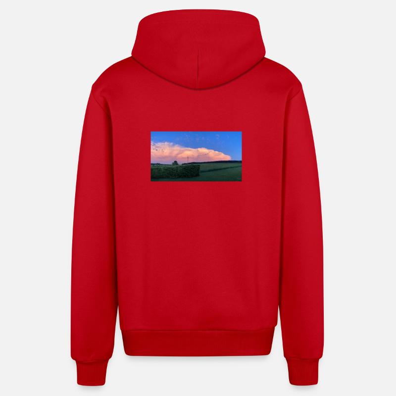 Cloud image - Organic Relaxed Hooded Jacket Made in EU - red