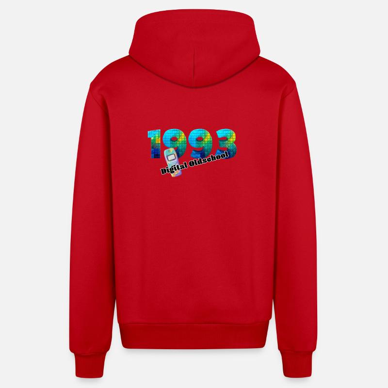 1993 – Design Digital Oldschool - Veste à capuche bio décontractée fabriquée en UE - rouge