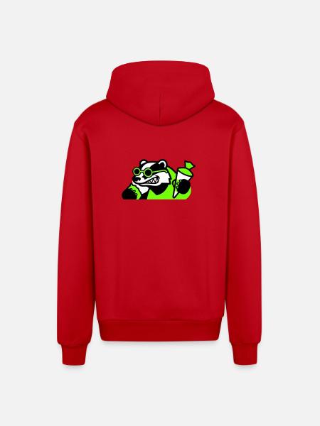 Cool Badger Back to School Icon - Organic Relaxed Hooded Jacket Made in EU - red