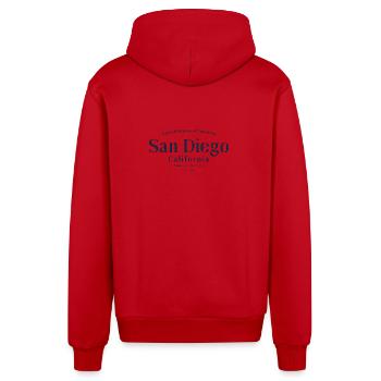Retro San Diego - Organic Relaxed Hooded Jacket Made in EU - red - Back