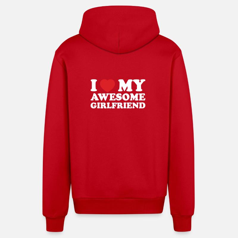 J’aime ma copine géniale - Veste à capuche bio décontractée fabriquée en UE - rouge